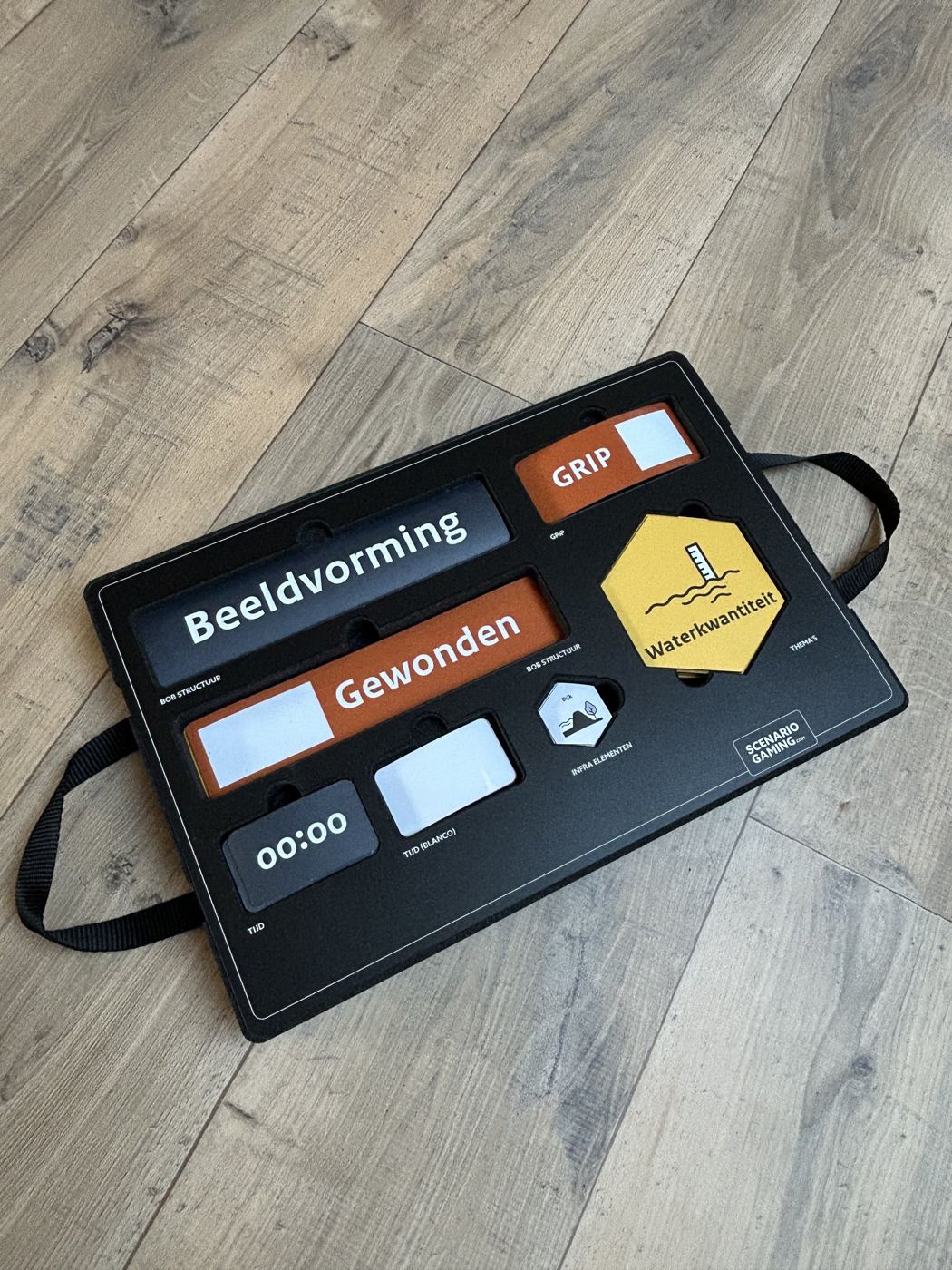 Inlay met de magneten Beeldvorming, GRIP, Gewonden, een tijdmagneet en de themategel Waterkwaliteit